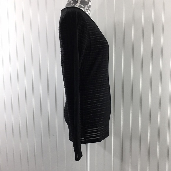 BCBG MaxAzria Black Jacquard Knit Pullover Blouse Womens Small Long Sleeve - Picture 2 of 11